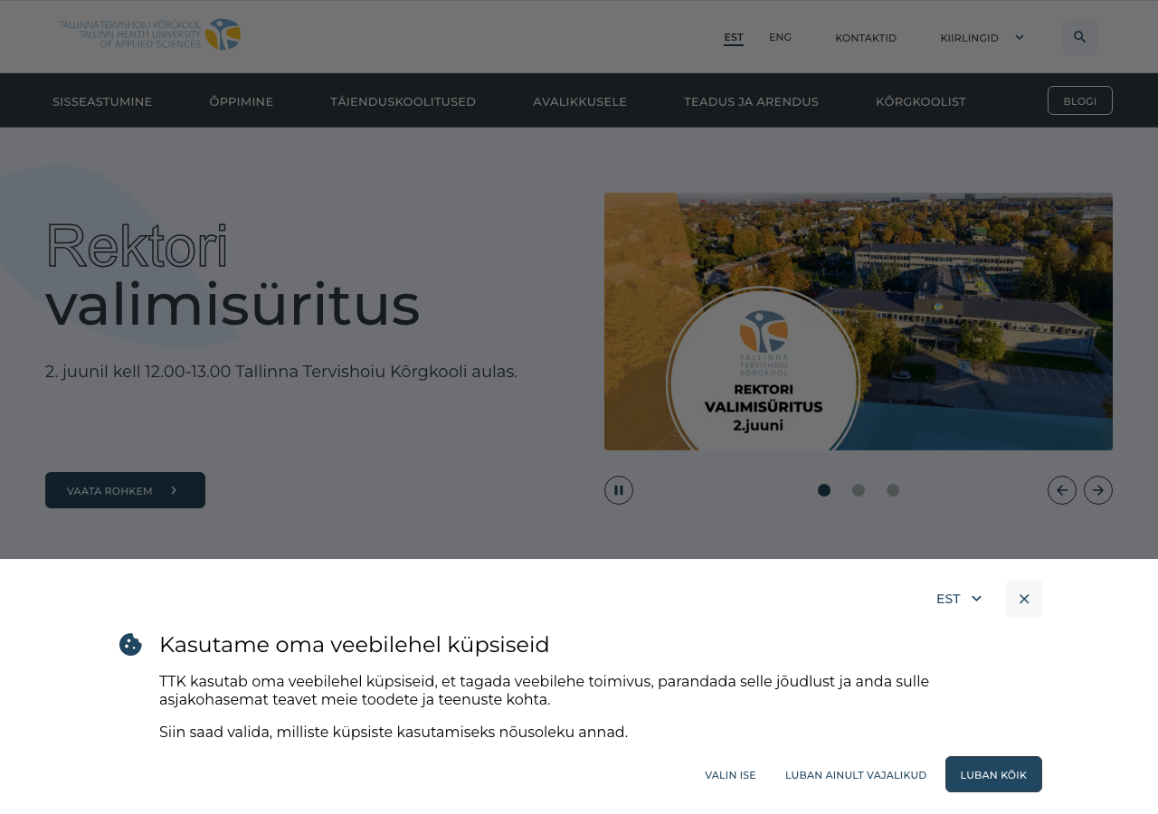 Tallinna Tervishoiu Kõrgkooli Drupal veeb — kohandatud komponentidega kasutajaliides